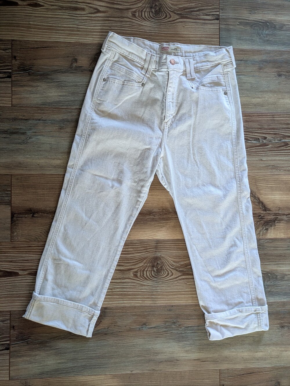 Signature by Levi Strauss & Co. Heritage High Rise Straight White Denim Jeans 12